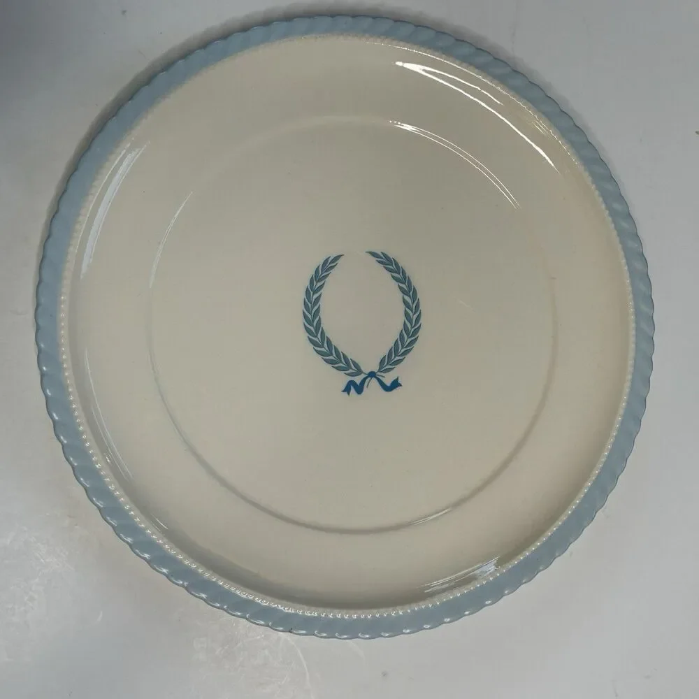 2 Steubenville MONTICELLO Blue Wreath Wheat 10.25” Dinner Plates Vintage